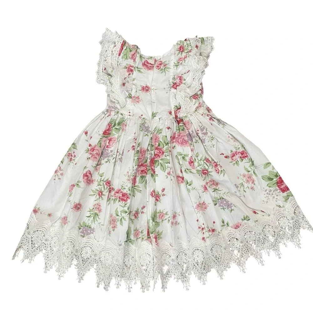 Trish Scully Girls Floral Lace Flutter Sleeve Dress |‎ Size 6